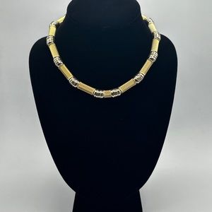 Vintage‎ Gay Boyer Choker Necklace Gold And Silver Beaded #376